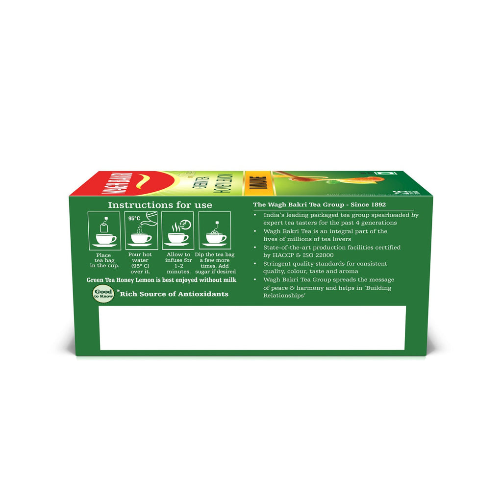 Wagh Bakri Honey Lemon Green Tea Bags | Best Green Tea | Now @ 50% OFF